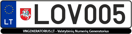 Valstybinis numeris LOV005